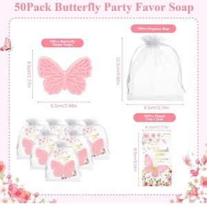NEW Dunzy Butterfly Baby/Bridal Shower Favor Soap Set Of 50- Pink